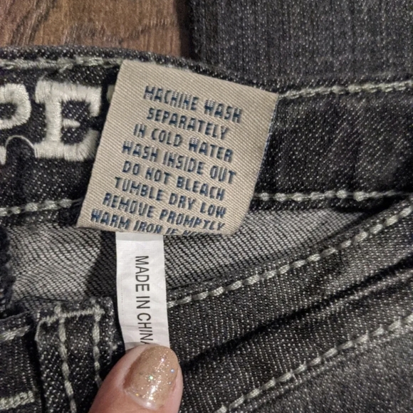 ZIPPER Brand Womens Dark Gray Wash Bootleg Jeans w/ Studs & Rhinestones - Size 5 - Picture 5 of 16